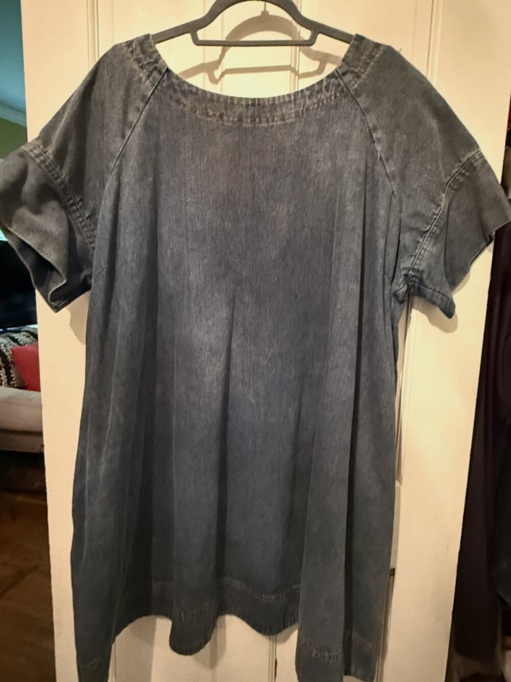 Anthropologie Porridge Short Sleeve Denim Swing Mini Dress plus size